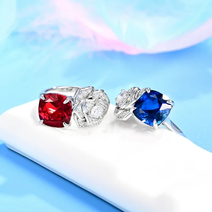 925 Silver Lab-Created Ruby Ring - Model ZHF-R0849R - Image 3