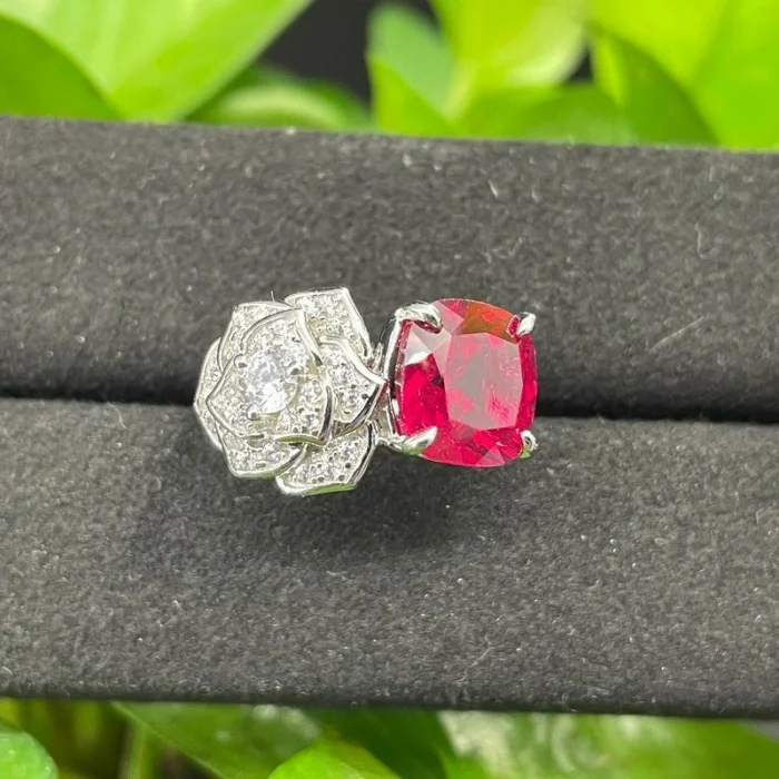 925 Silver Lab-Created Ruby Ring - Model ZHF-R0849R - Image 4