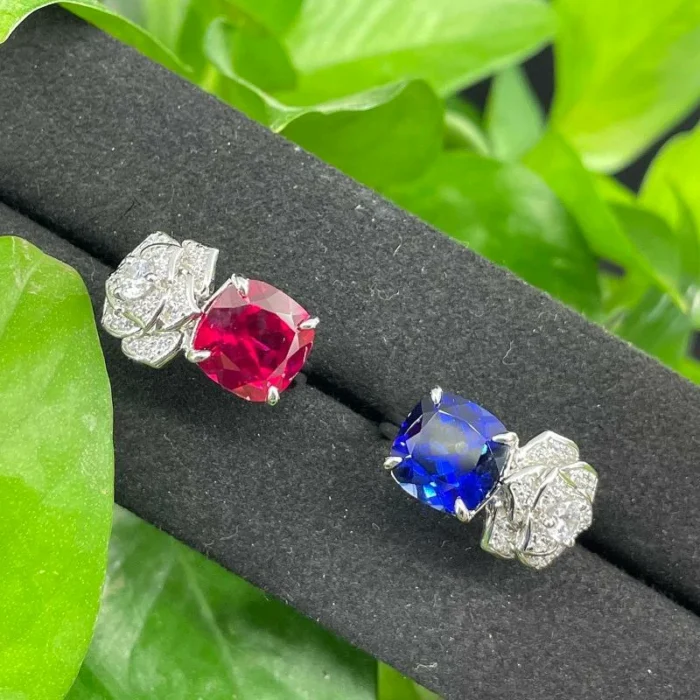 925 Silver Lab-Created Ruby Ring - Model ZHF-R0849R - Image 5