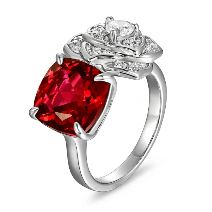 925 Silver Lab-Created Ruby Ring - Model ZHF-R0849R - Image 1