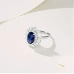 Lab-Created Blue Sapphire Adjustable Ring in 925 Silver - Model ZHF-R0960B-1 - Image 2