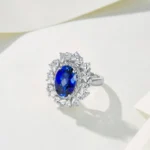 925 Silver Lab-Created Blue Sapphire Ring - Model ZHF-R0960B - Image 2