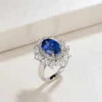925 Silver Lab-Created Blue Sapphire Ring - Model ZHF-R0960B - Image 3