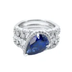 925 Silver Lab-Created Blue Sapphire Stacking Ring - Model ZHF-R1328DB - Image 2