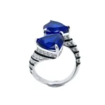 925 Silver Lab-Created Blue Sapphire Ring - Model ZHF-R1374B - Image 2