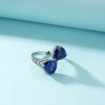 925 Silver Lab-Created Blue Sapphire Ring - Model ZHF-R1374B - Image 5
