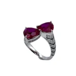 925 Silver Lab-Created Ruby Ring - Model ZHF-R1374R - Image 3