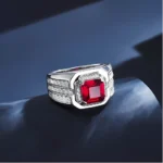 S925 Silver Lab-Created Ruby Ring - Model ZHF-R1376R - Image 5