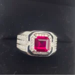 S925 Silver Lab-Created Ruby Ring - Model ZHF-R1376R - Image 4