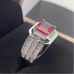 S925 Silver Lab-Created Ruby Ring - Model ZHF-R1376R - Image 3