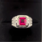 S925 Silver Lab-Created Ruby Ring - Model ZHF-R1376R - Image 2