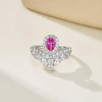 925 Silver Lab-Created Ruby Ring - Model ZHF-R1418 - Image 2