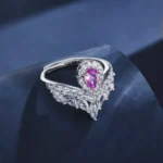 925 Silver Lab-Created Ruby Ring - Model ZHF-R1418 - Image 4