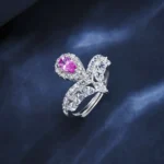 925 Silver Lab-Created Ruby Ring - Model ZHF-R1418 - Image 5