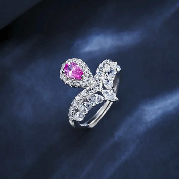 925 Silver Lab-Created Ruby Ring - Model ZHF-R1418 - Image 5