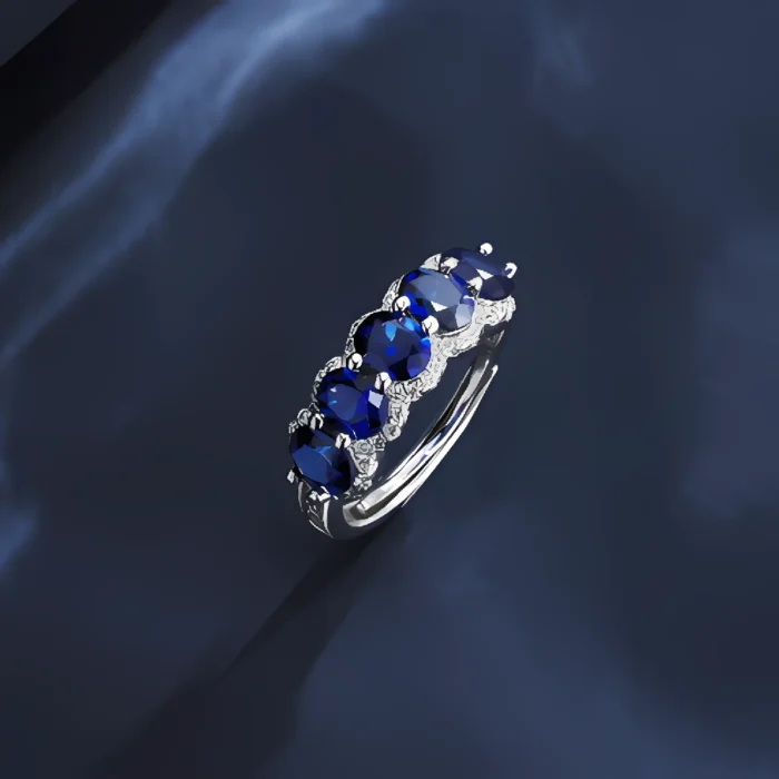 Lab-Created Blue Sapphire Ring in 925 Silver - Model ZHF-R1441B - Image 5