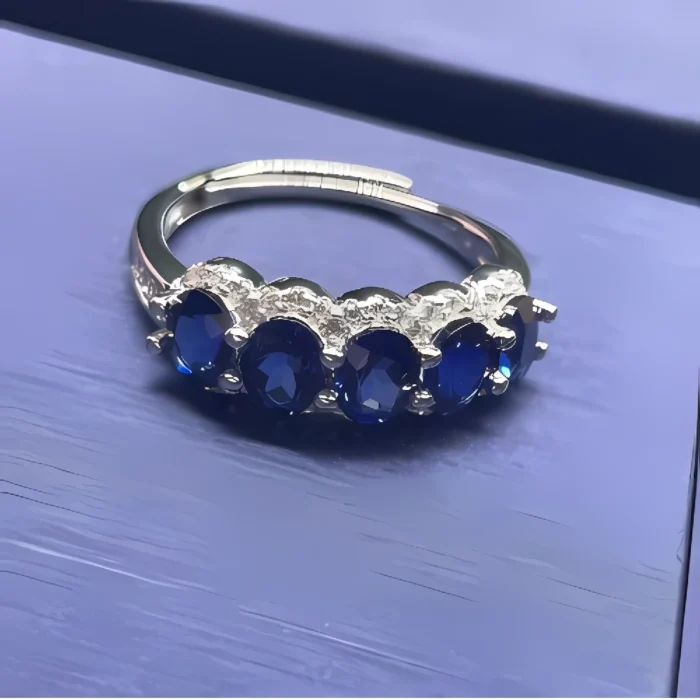 Lab-Created Blue Sapphire Ring in 925 Silver - Model ZHF-R1441B - Image 3