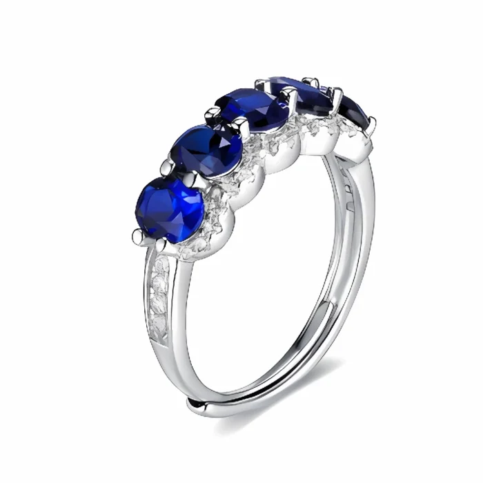 Lab-Created Blue Sapphire Ring in 925 Silver - Model ZHF-R1441B - Image 1