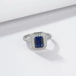 925 Silver Lab-Created Blue Sapphire Ring - Model ZHF-R1473DB - Image 4