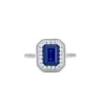 925 Silver Lab-Created Blue Sapphire Ring - Model ZHF-R1473DB - Image 3