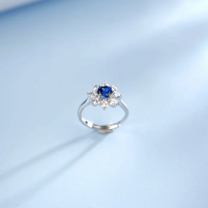 925 Silver Lab-Created Blue Sapphire Ring - Model ZHF-R1550 - Image 2