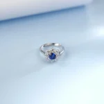 925 Silver Lab-Created Blue Sapphire Ring - Model ZHF-R1550 - Image 3