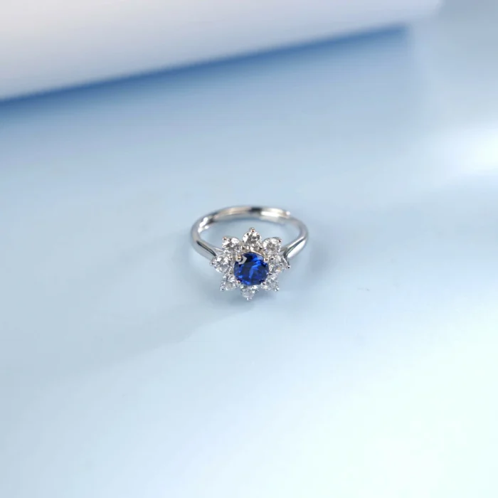 925 Silver Lab-Created Blue Sapphire Ring - Model ZHF-R1550 - Image 3