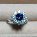 925 Silver Lab-Created Blue Sapphire Ring - Model ZHF-R1550 - Image 4