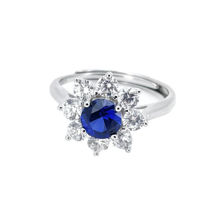 925 Silver Lab-Created Blue Sapphire Ring - Model ZHF-R1550 - Image 1