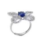 925 Silver Lab-Created Blue Sapphire Ring - Model ZHF-R1619B - Image 3