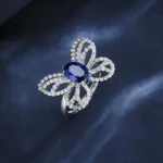 925 Silver Lab-Created Blue Sapphire Ring - Model ZHF-R1619B - Image 4