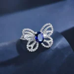 925 Silver Lab-Created Blue Sapphire Ring - Model ZHF-R1619B - Image 5