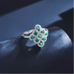 925 Silver Lab-Created Emerald Ring - Model ZHF-R1661 - Image 2