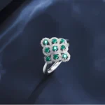 925 Silver Lab-Created Emerald Ring - Model ZHF-R1661 - Image 3