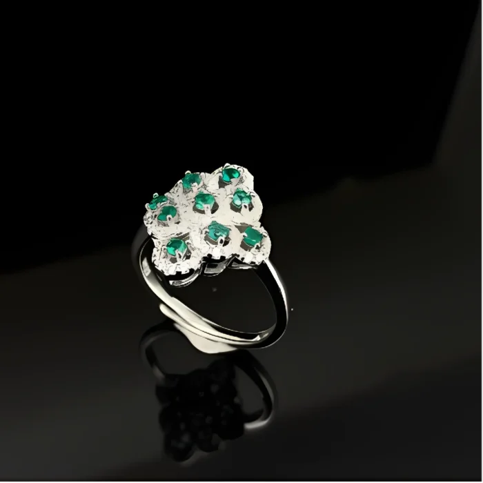925 Silver Lab-Created Emerald Ring - Model ZHF-R1661 - Image 4