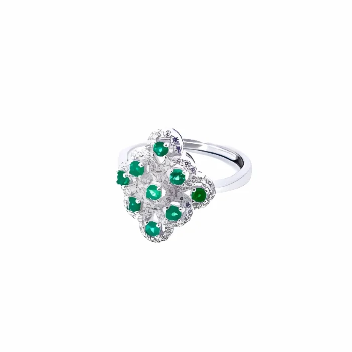 925 Silver Lab-Created Emerald Ring - Model ZHF-R1661 - Image 1