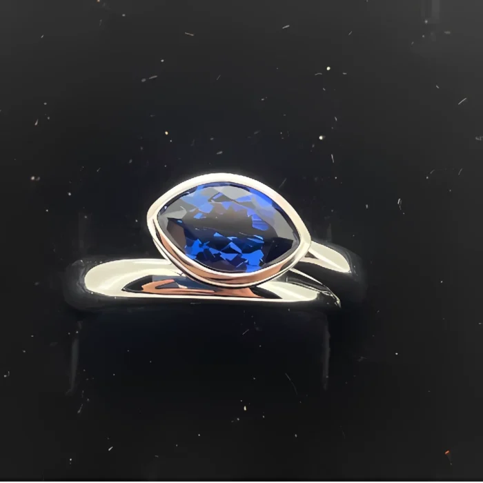 Lab-Created Blue Sapphire Ring in 925 Silver - Model ZHFE09B - Image 2
