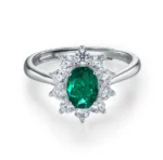 925 Silver Lab-Created Emerald Ring - Model ZHFR0002