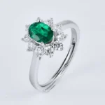 925 Silver Lab-Created Emerald Ring - Model ZHFR0002 - Image 2