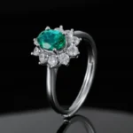925 Silver Lab-Created Emerald Ring - Model ZHFR0002 - Image 5