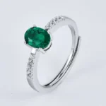 925 Silver Lab-Created Emerald Ring - Model ZHFR0003 - Image 4