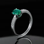 925 Silver Lab-Created Emerald Ring - Model ZHFR0003 - Image 5