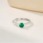 Round Lab-Created Emerald Ring in 925 Silver - Model ZHFR0004 - Image 5