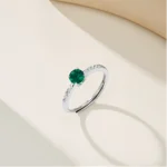 Round Lab-Created Emerald Ring in 925 Silver - Model ZHFR0004 - Image 4