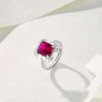 925 Silver Lab-Created Ruby Ring - Model ZHFR0012-1 - Image 4