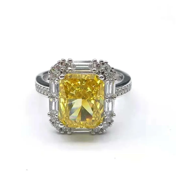 925 Silver Yellow Cubic Zirconia Ring - Model ZHFR0012Y - Image 2