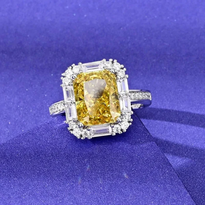 925 Silver Yellow Cubic Zirconia Ring - Model ZHFR0012Y - Image 3