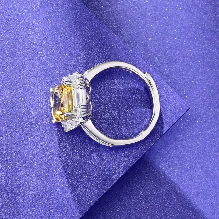 925 Silver Yellow Cubic Zirconia Ring - Model ZHFR0012Y - Image 4