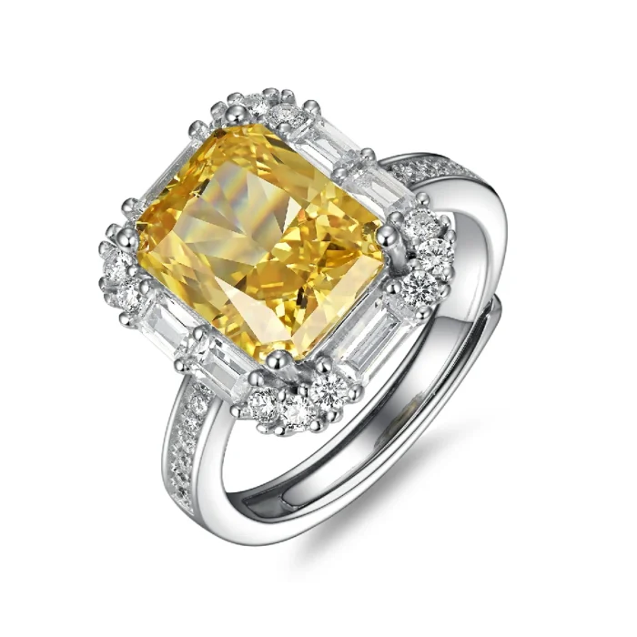 925 Silver Yellow Cubic Zirconia Ring - Model ZHFR0012Y - Image 1