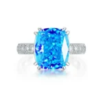 925 Silver Blue Cubic Zirconia Ring - Model ZHFR0217B - Image 2